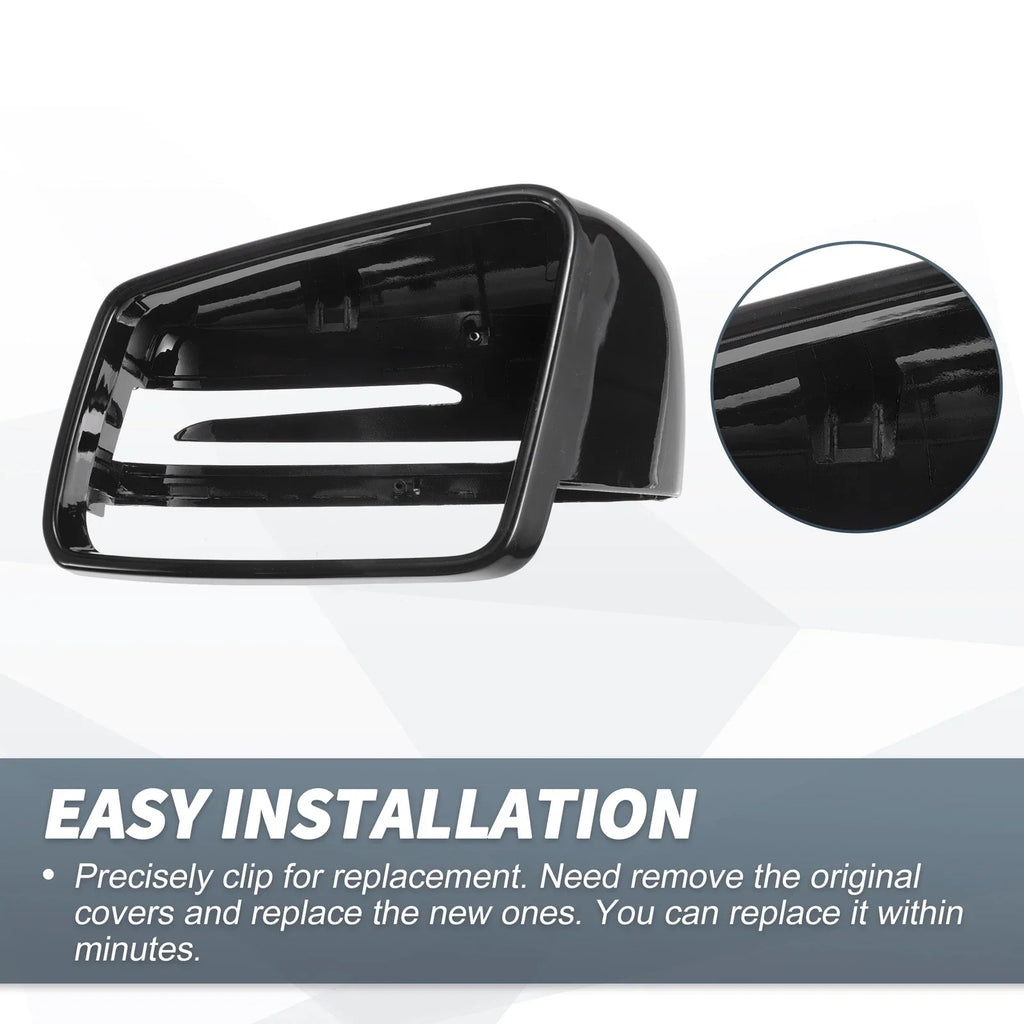 Rearview Mirror Cover Cap Gloss Black for Mercedes-Benz W176 W204 W212 W211
