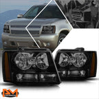 Headlight Lamps for Chevy Suburban/Avalanche (2007–2014) Tinted Housing Amber Corner