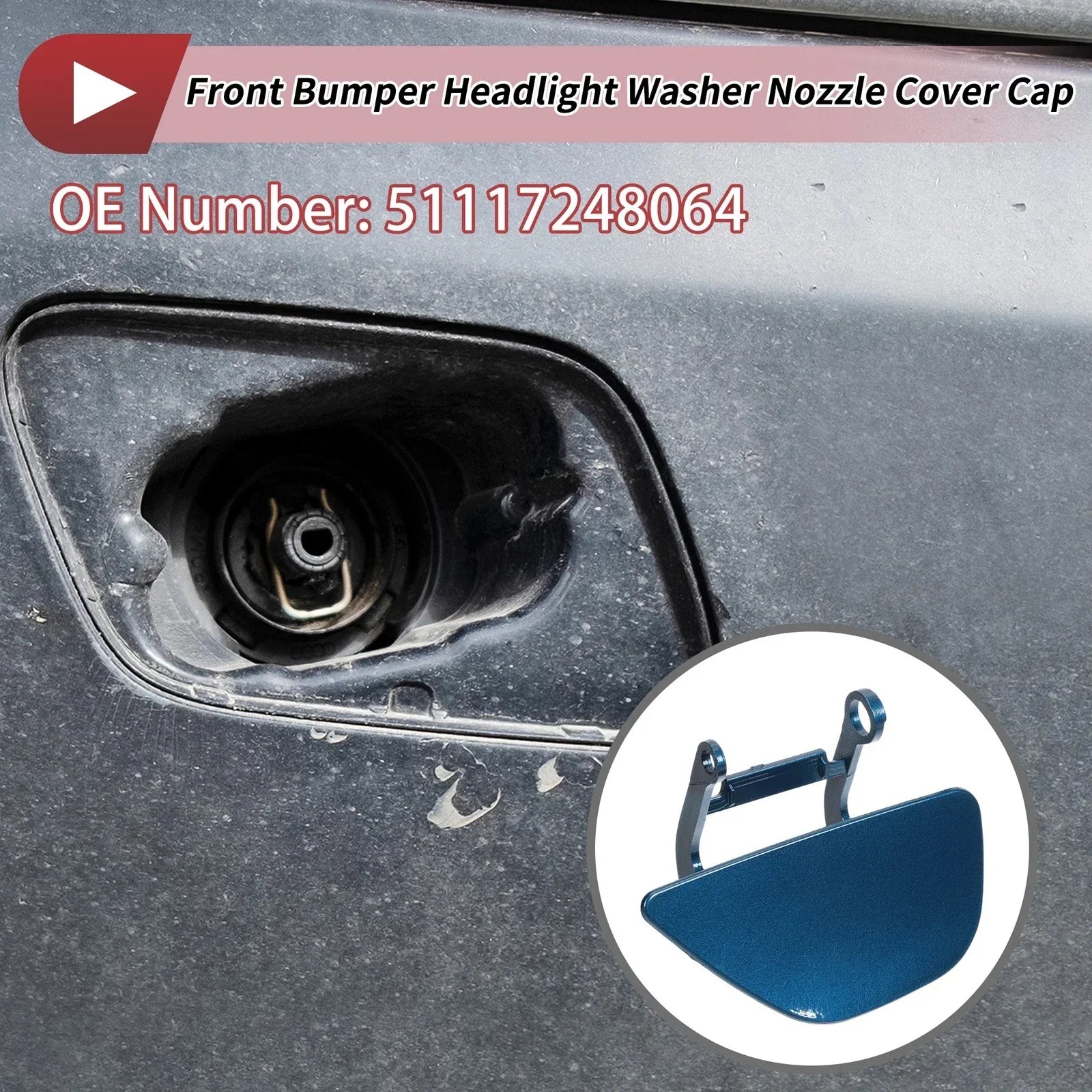 Front Right Washer Nozzle Cover Cap for BMW 535i GT (2010-2017) Blue