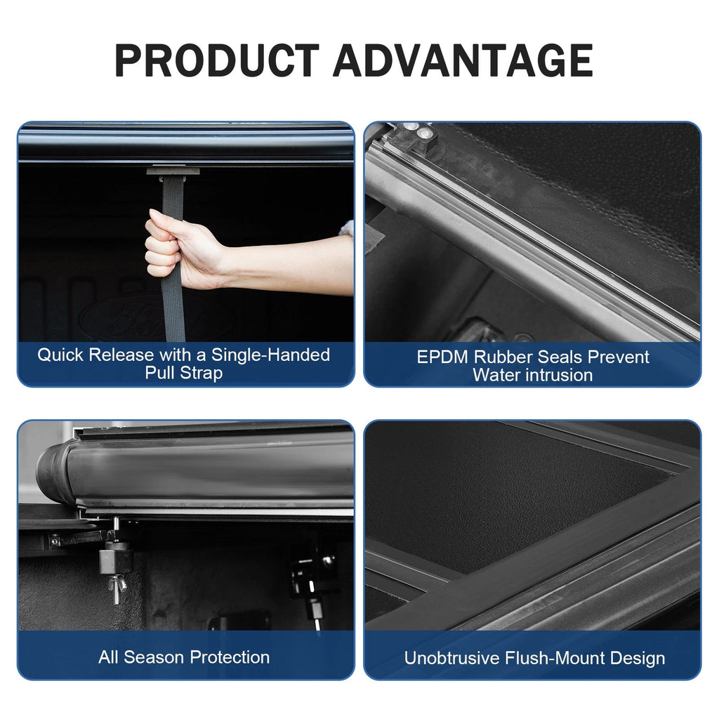 Low Profile Hard Folding Tonneau Cover for Ram 1500 (2009-2018) 5'7" Bed