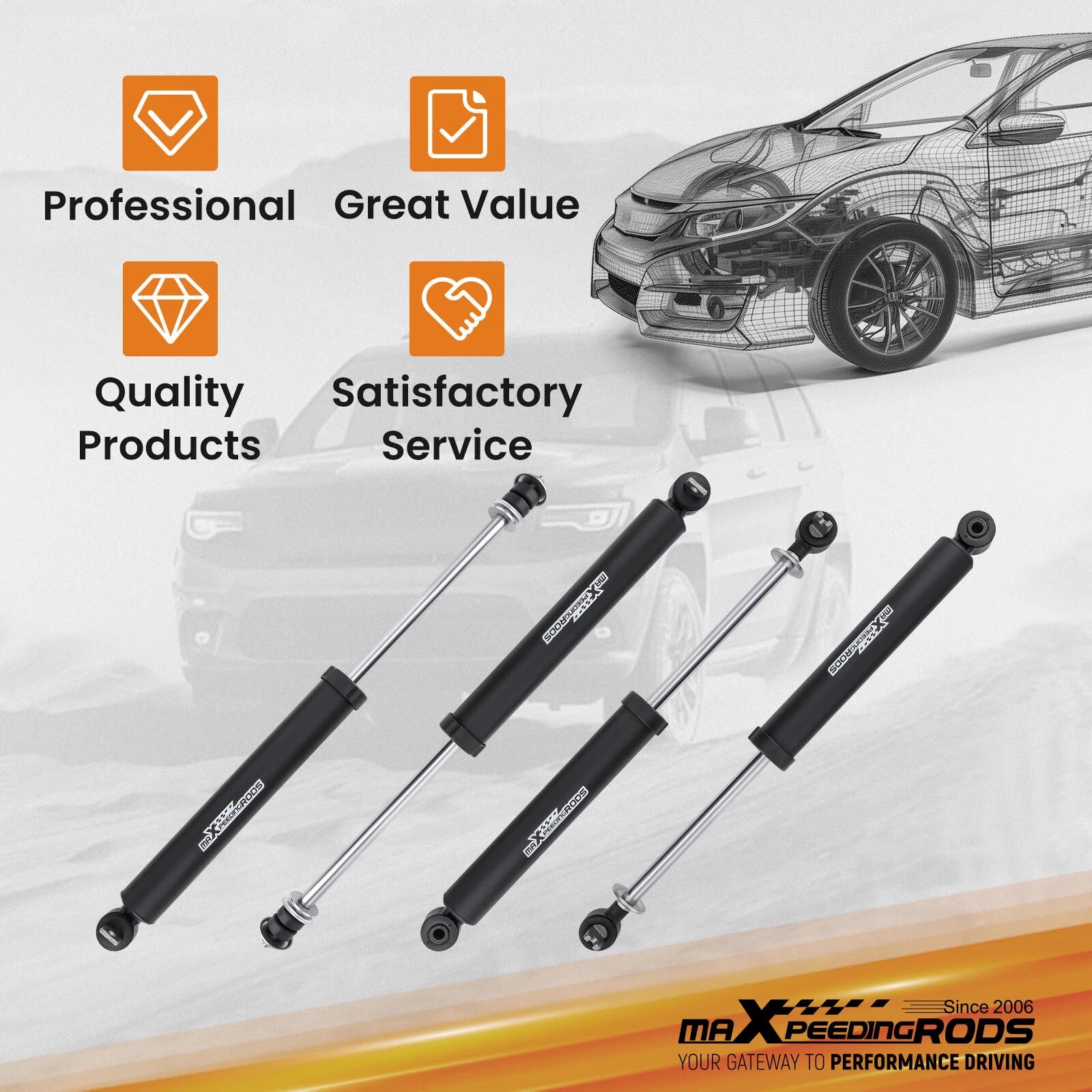 4" Lift Kit with Shocks for Jeep Wrangler TJ (2003–2006)