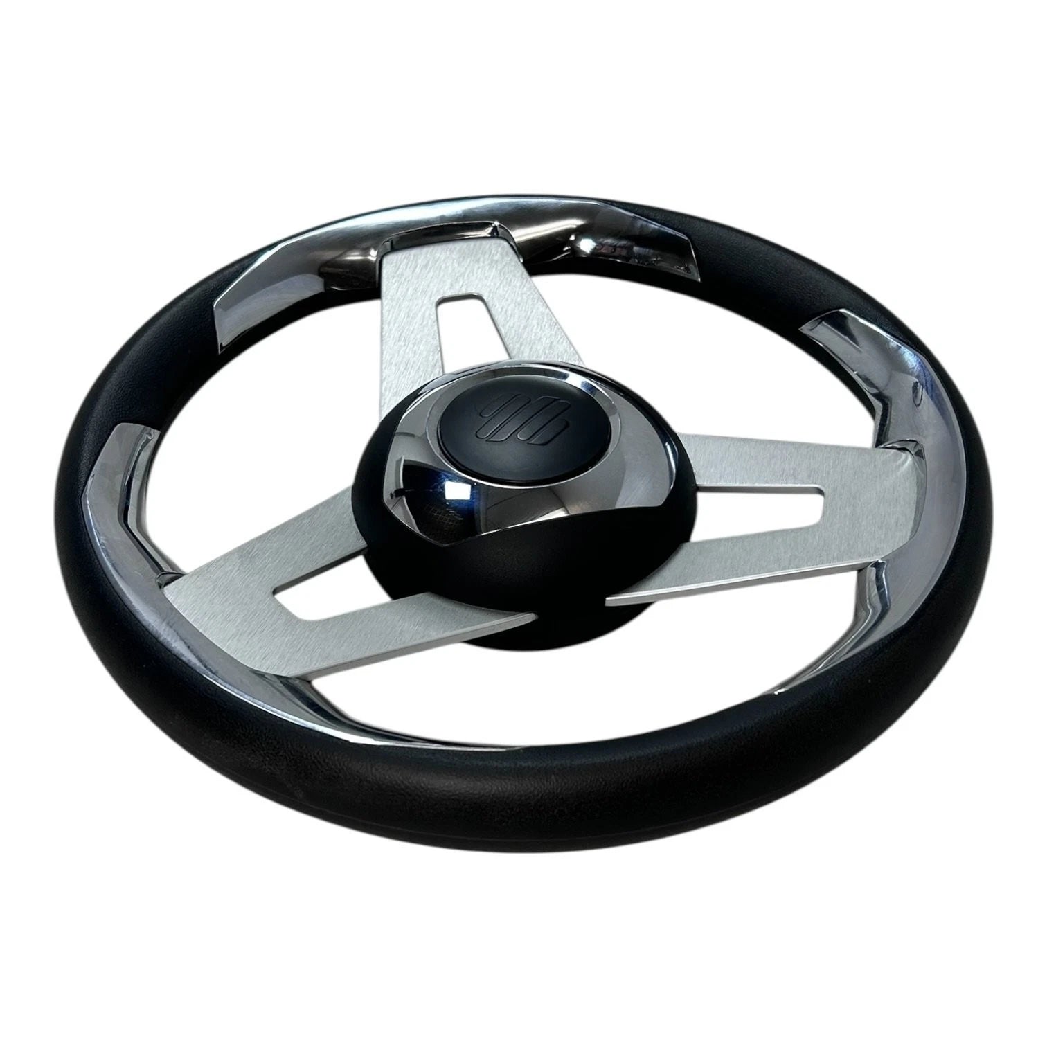 Uflex / Loredan Black & Chrome Aluminum Steering Wheel 13.75" for Universal