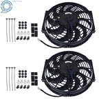 2X 12" Slim Electric Radiator Cooling Fan Mount Kit Universal
