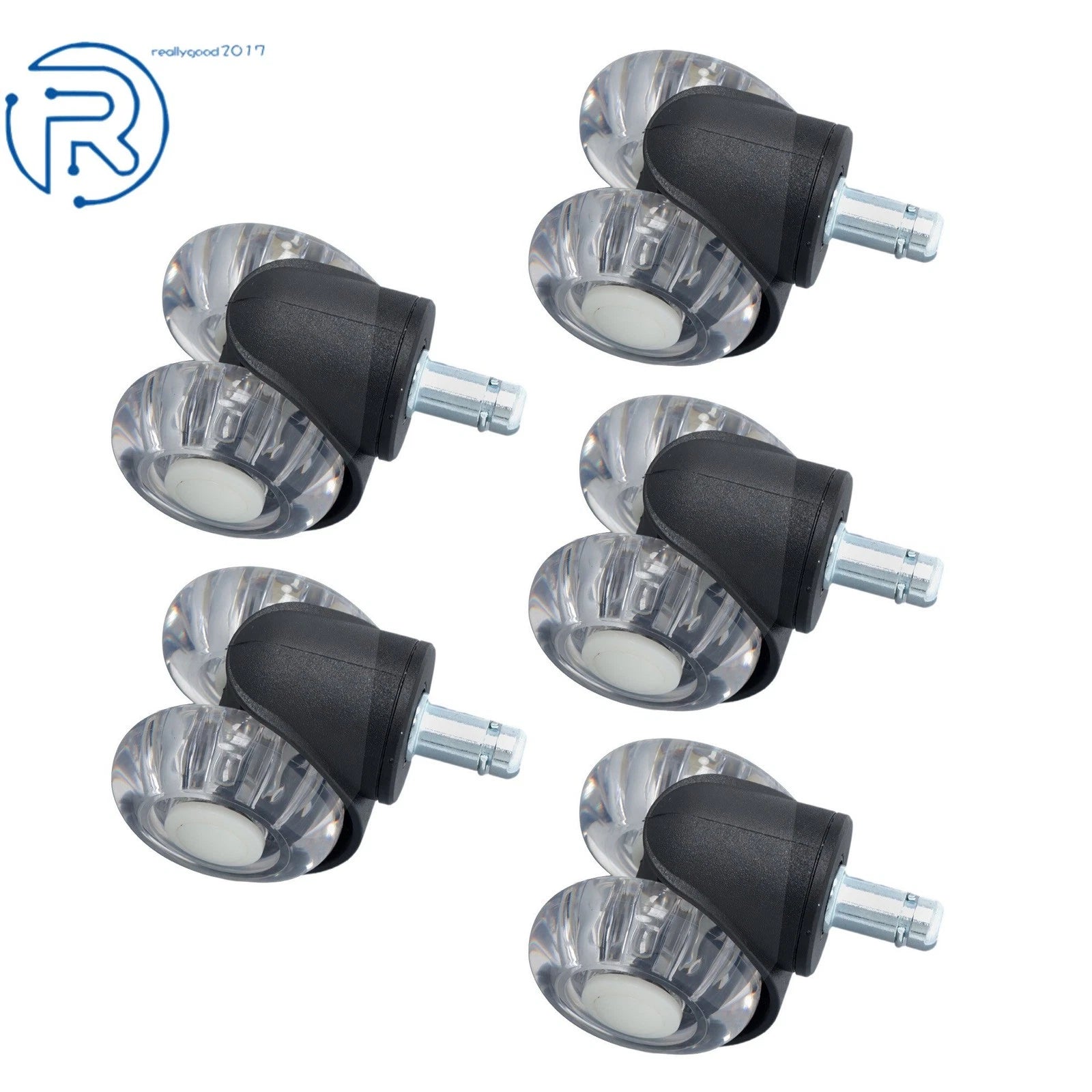 Set of 5 Heavy Duty Rubber Casters 2" for Desk Chair 360° Swivel