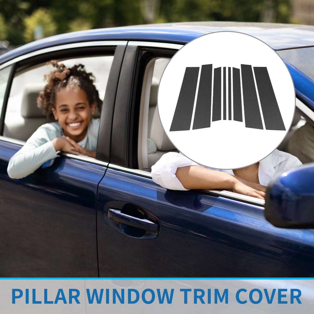 Set of 8 Door Pillar Window Trim for Toyota Highlander  Carbon Fiber