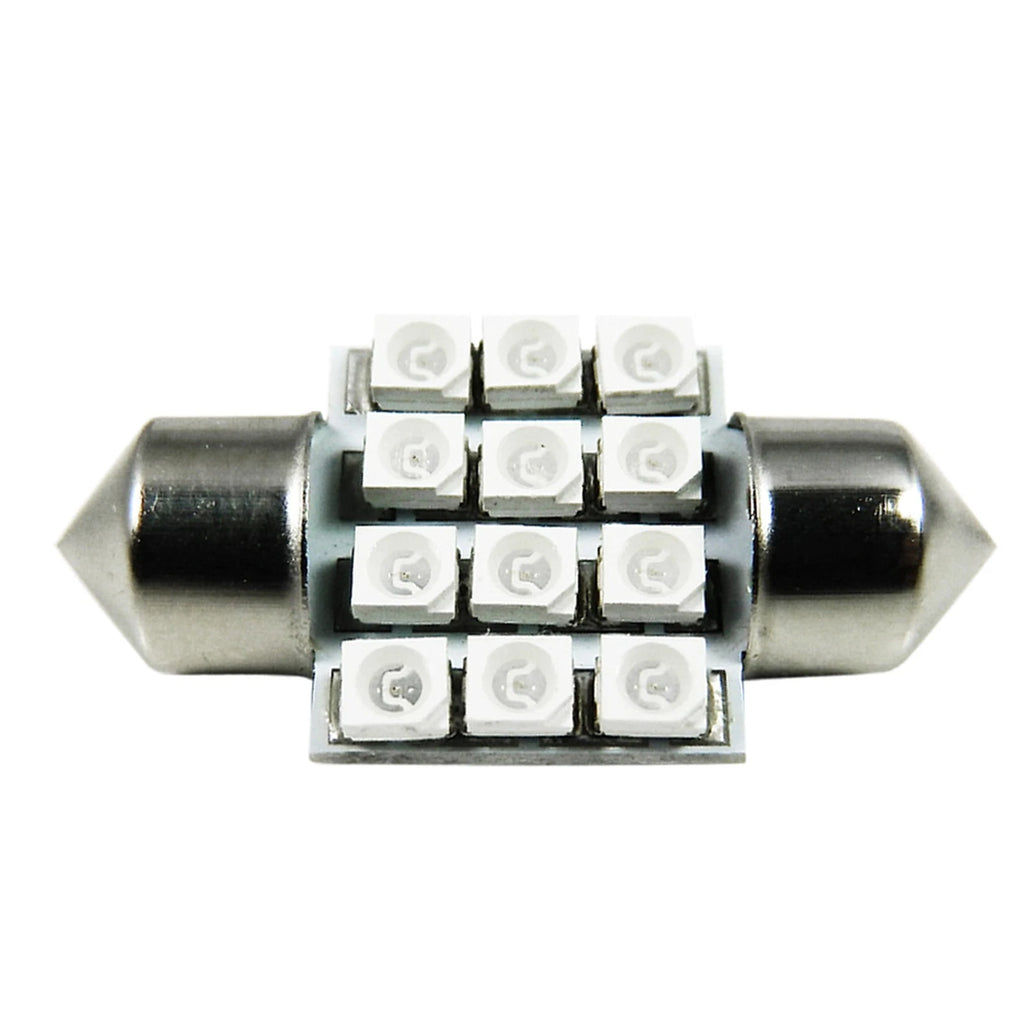 Ultra Blue 31mm Festoon 12-SMD Interior Map Dome LED Bulbs for DE3175 DE3022 (2010-2013)