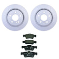 Hella Rear Rotors & Low-Met Disc Brake Pad Kit for Mercedes C215 CLK500 W220 S350 S430 S500 (2003–2006)