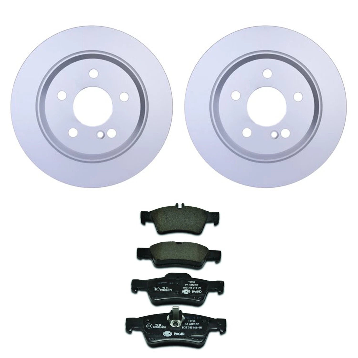 Hella Rear Rotors & Low-Met Disc Brake Pad Kit for Mercedes C215 CLK500 W220 S350 S430 S500 (2003–2006)