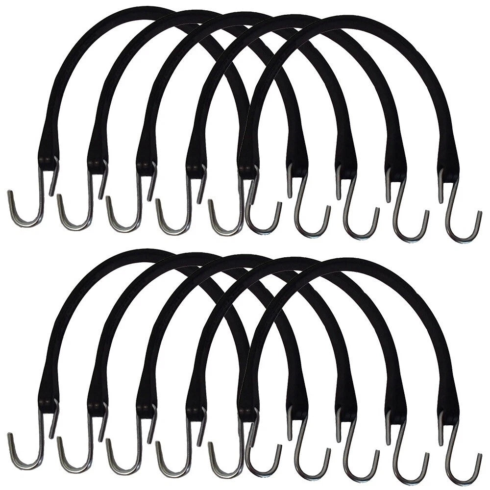 Set of 10 15" HD Rubber Tarp Straps for Flatbed Truck Tarp Tie-Down