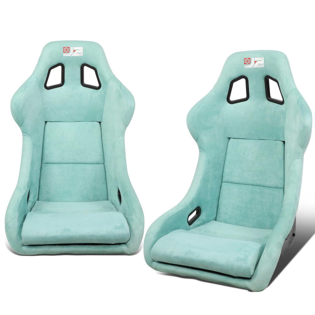 J2 Pair Lake Blue Suede Racing Seats for Universal Fit (Fixed Position)