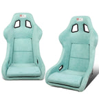 J2 Pair Lake Blue Suede Racing Seats for Universal Fit (Fixed Position)