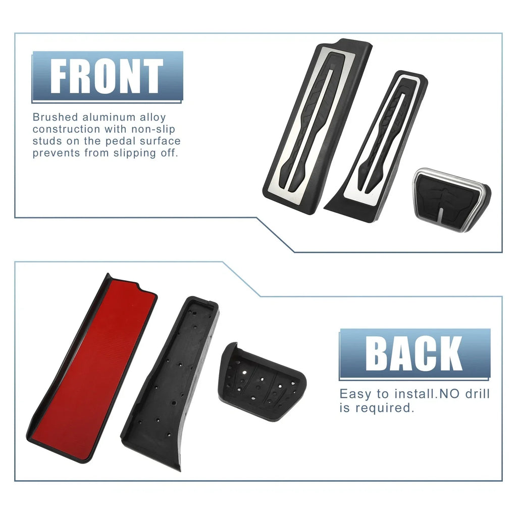 3 Pcs Accelerator & Brake Pedal Covers Set for BMW X3 X4 - Metal Rubber