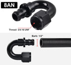 Push-On Lock Hose Fitting 8AN to 1/2 In Barb for Fuel Line (180°)