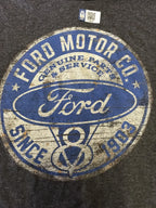 Ford T-Shirt Gray V8 Emblem Distressed for Ford Motor Company (2000–2000)