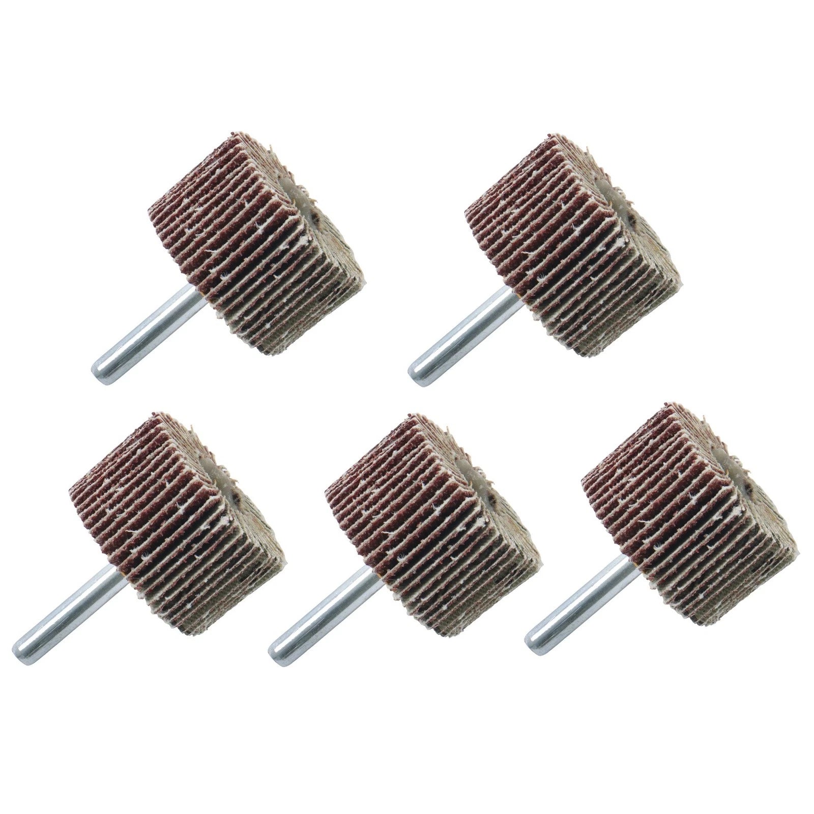 Set of 5 Flap Wheels for Various Applications (1-1/2" x 1" x 1/4")