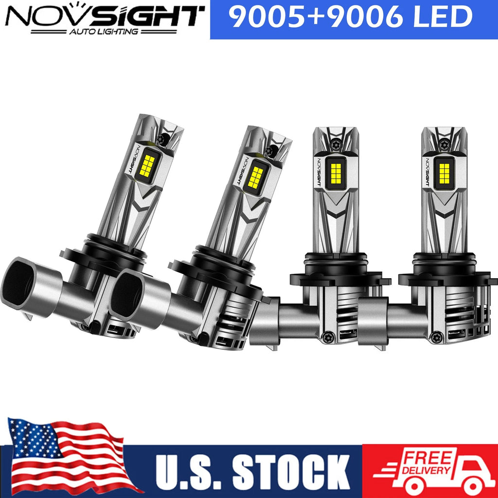 Set of 4 LED Headlight Kit Bulbs 9005 + 9006 for NOVSIGHT (2015–2023)