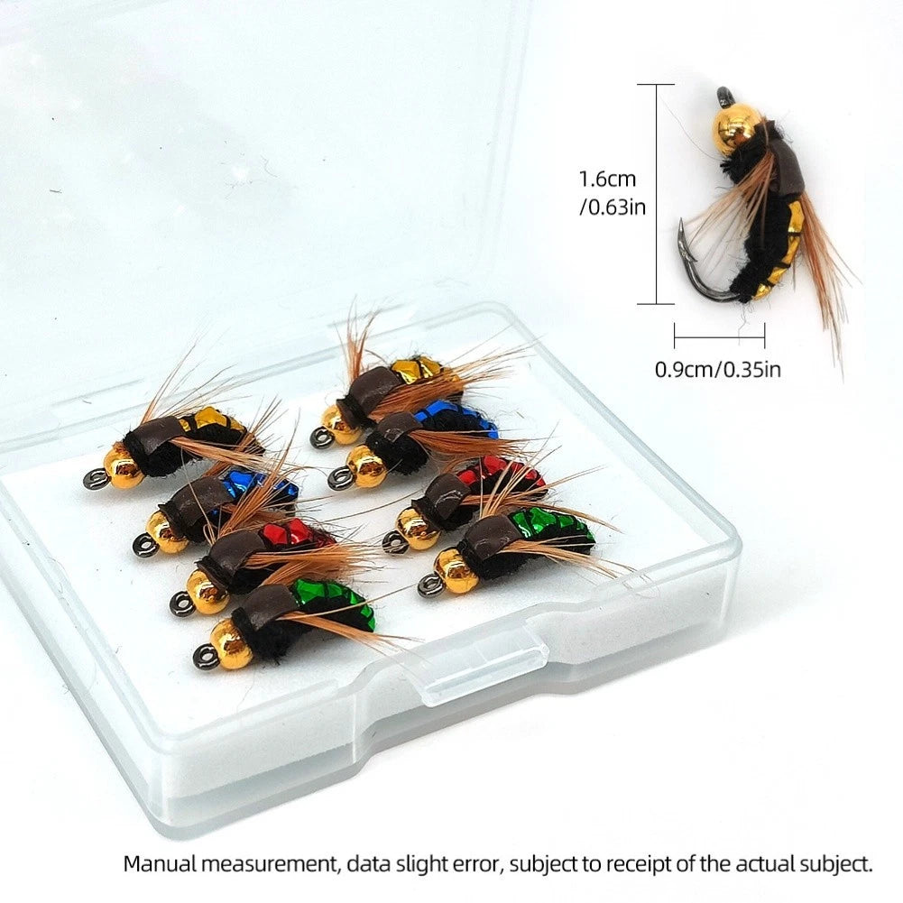 8Pcs Fly Fishing Lures for Bass and Trout (Realistic Imitation, 4.2cm)