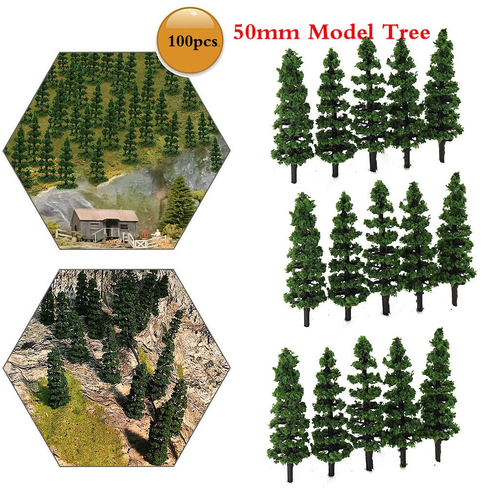 100 Pcs Model Trees for HO Scale Train Diorama Landscape Scenery (50mm)