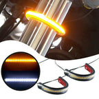 2X White/Amber Switchback LED Fork Turn Signal DRL Light Strips for Motorcycle