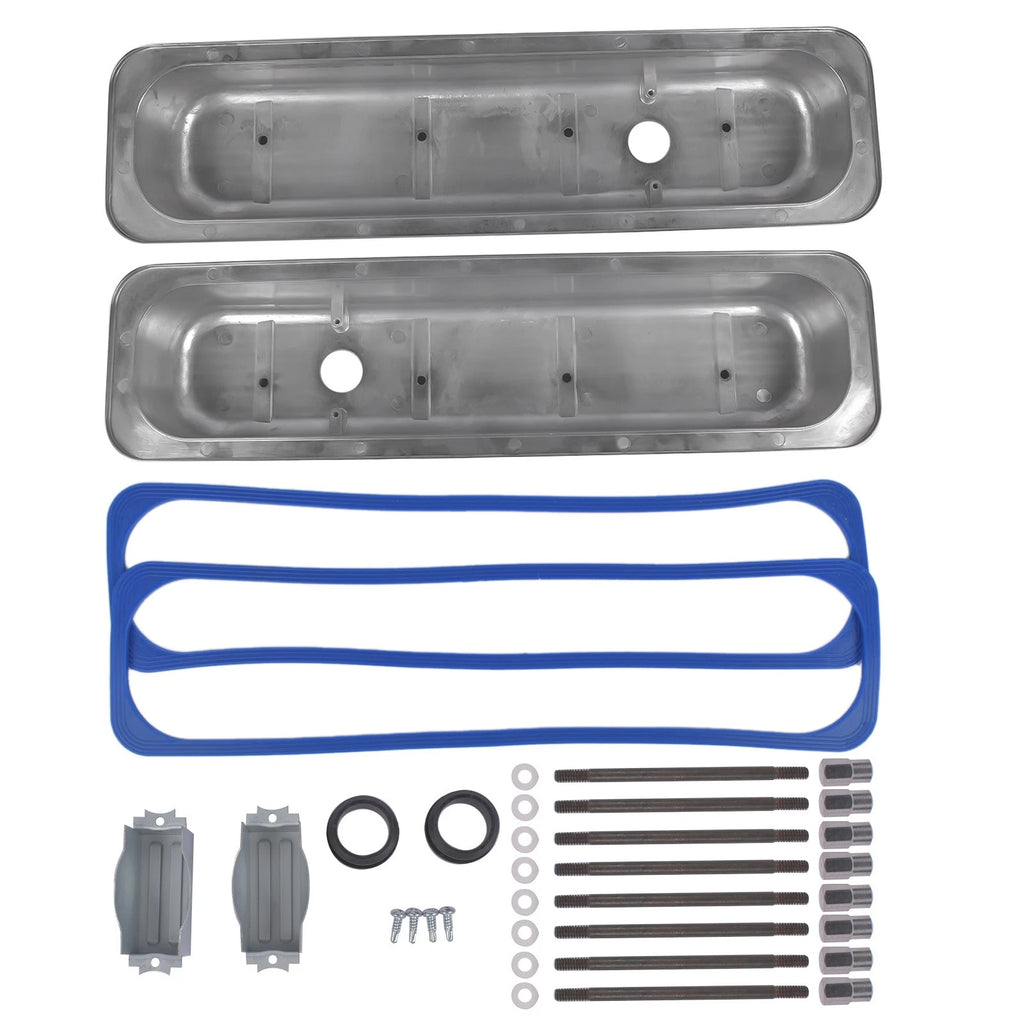 Polished Short Finned Valve Covers with Gasket for Chevy Small Block (1987–1999)