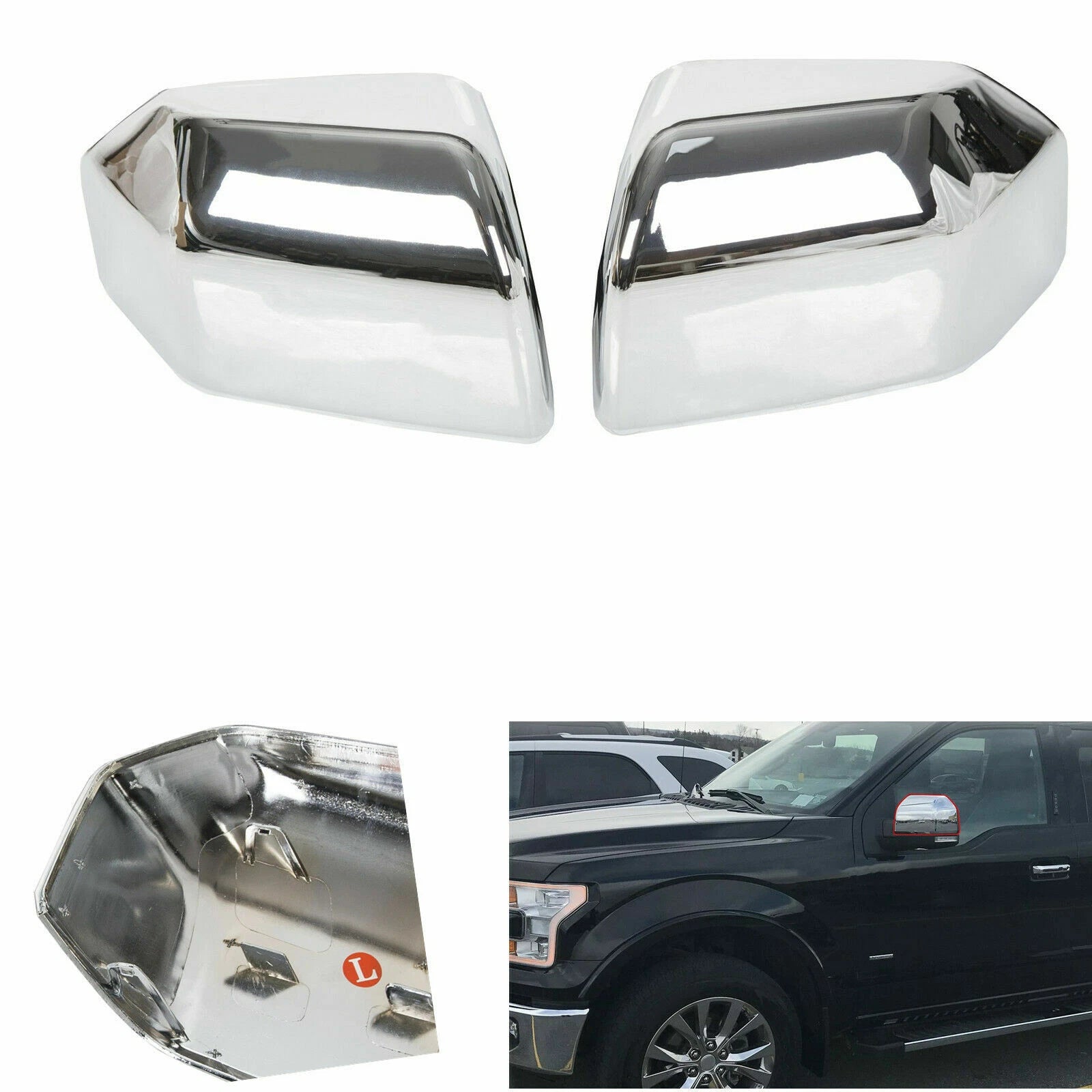 Set of 2 Chrome Mirror Covers for Ford F-150 (2015-2020)