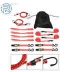 Set of 4 Red Steel 2200 LB Ratchet Tie Down Straps with Break Lock S Hooks 15 FT