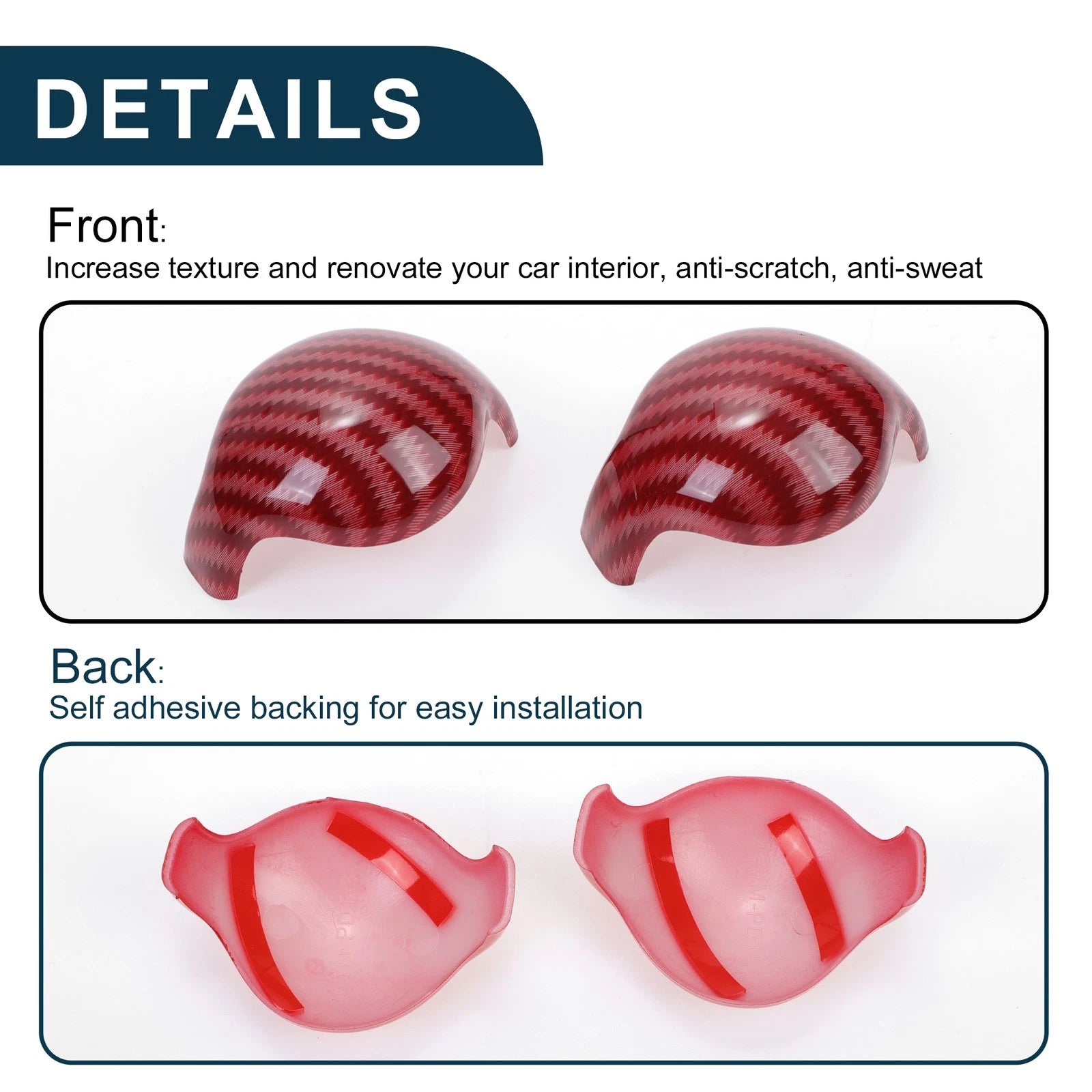 Set of 1 Gear Shift Knob Decorator Cover for Ford Mustang (2015–2023) Carbon Fiber Red