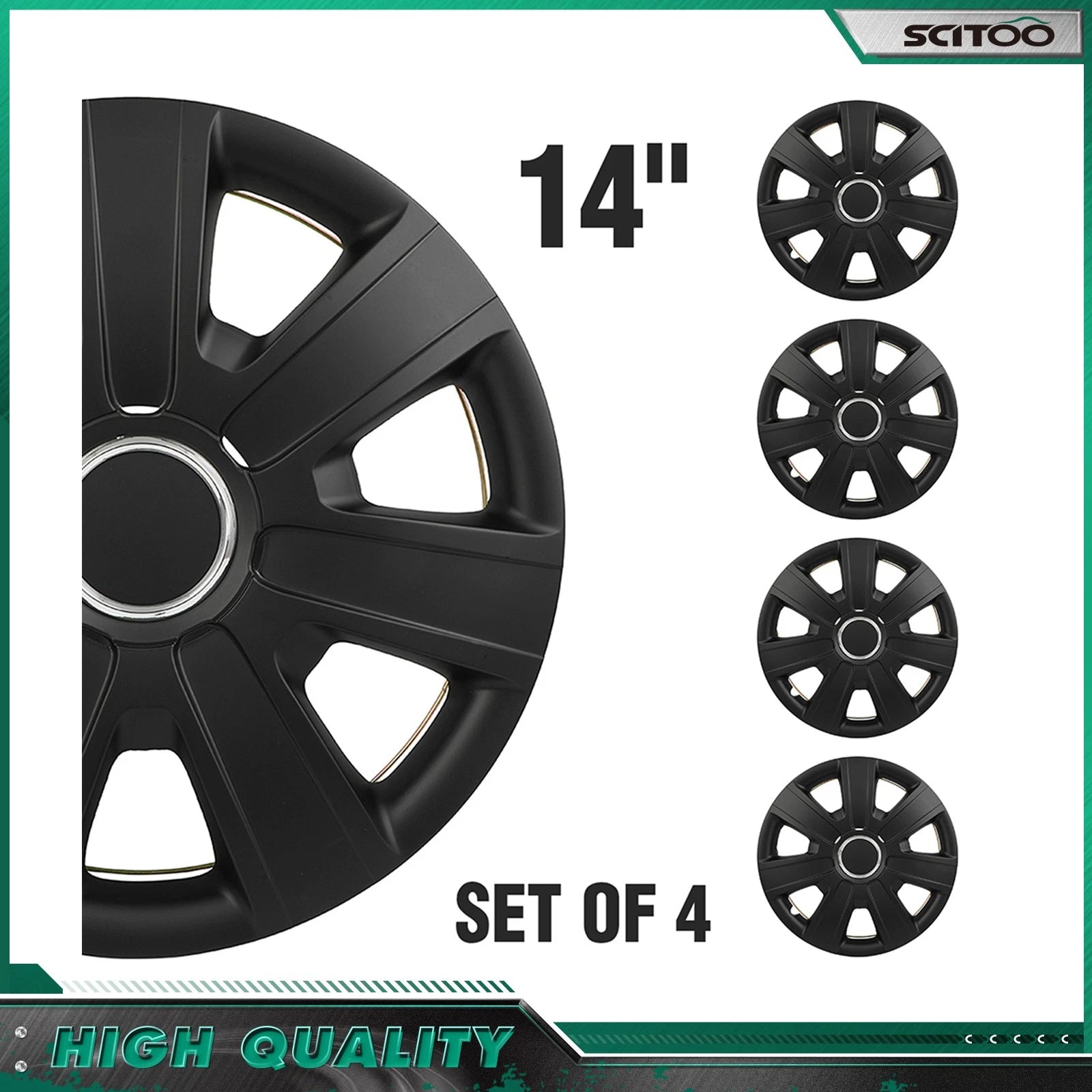 Set of 4 Wheel Covers for R14 Tire & Rim (14 Inch)