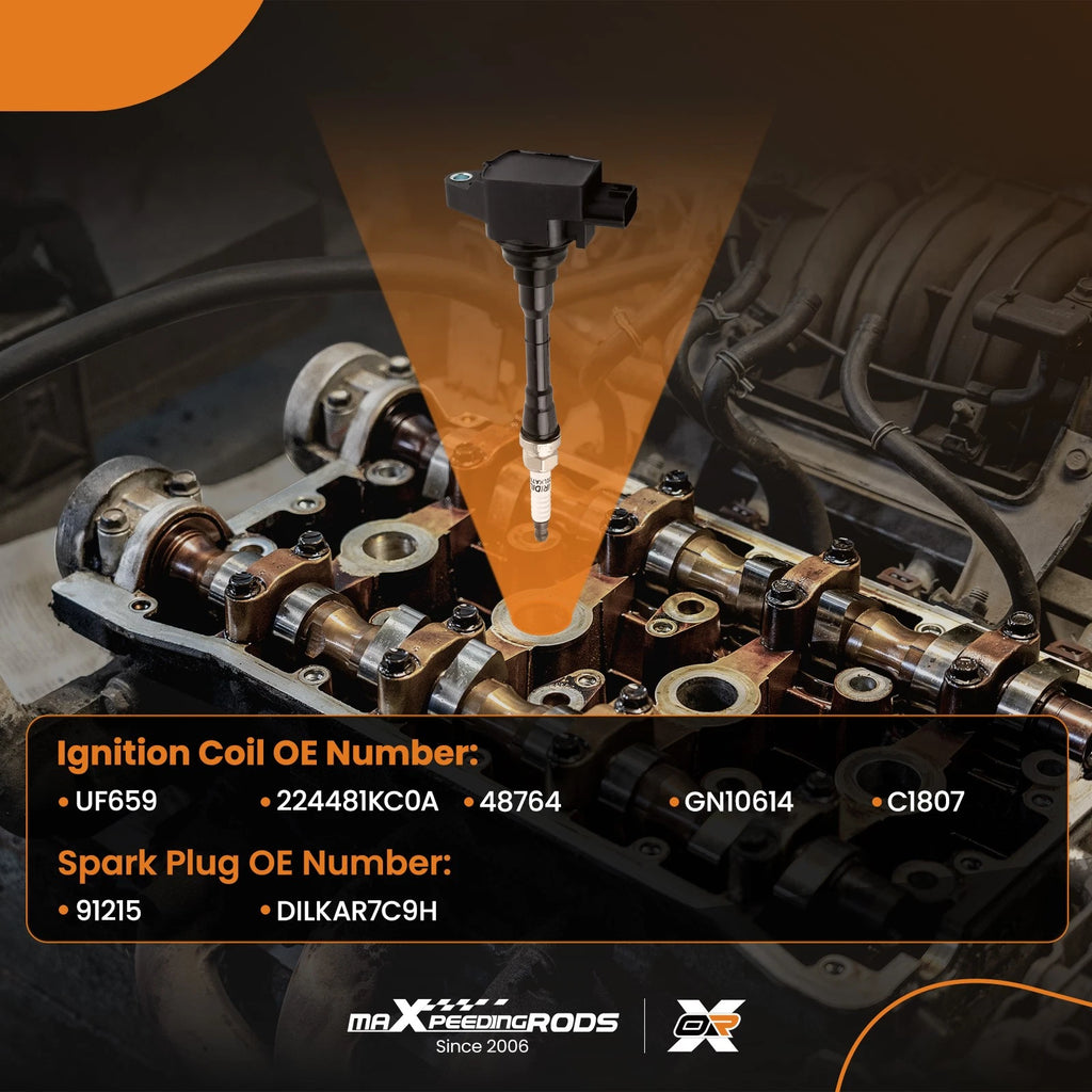 Set of 4 Ignition Coils and Spark Plugs for Nissan Juke (2011–2017)