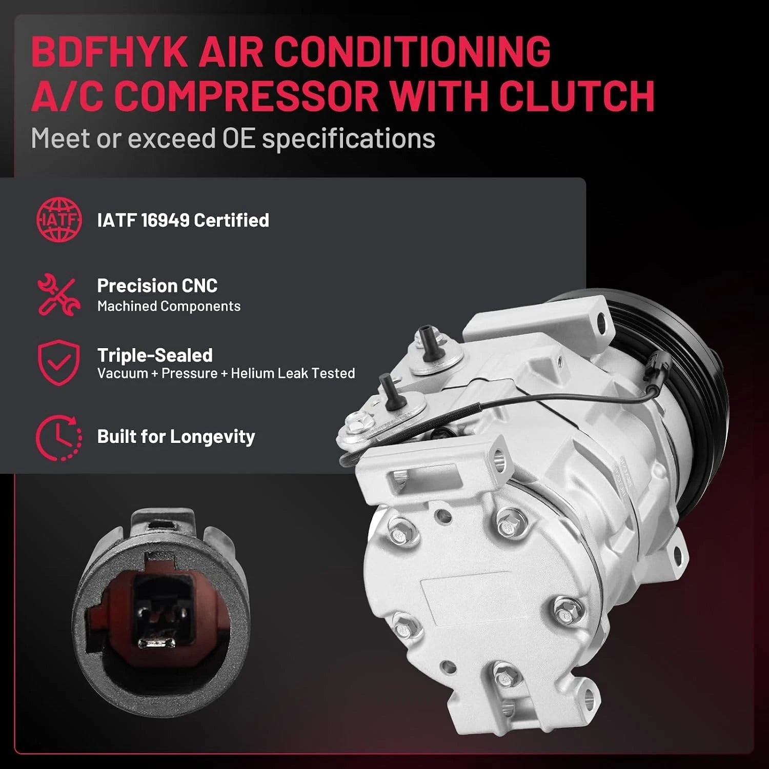 AC Compressor & 4-Clutch for Suzuki Grand Vitara XL-7 (2001–2005) 10S13C V6