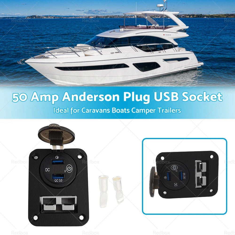 50 Amp Dual USB Socket Flush Mount QC 3.0 for Automotive