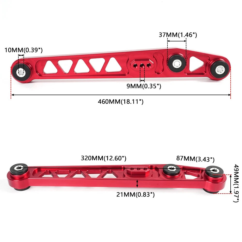 Pair of Red Rear Lower Control Arms for Honda Civic EK (1996–2000)