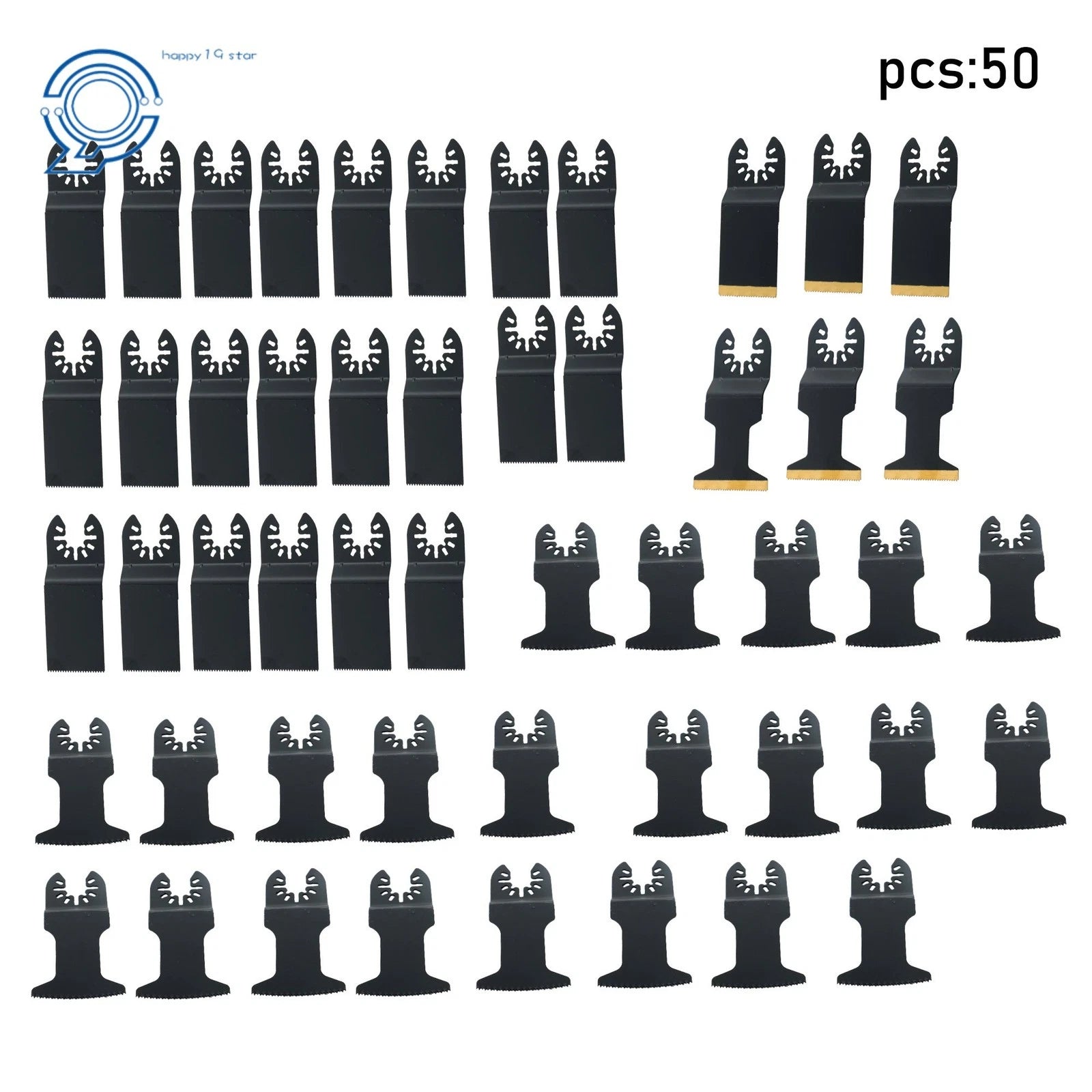50PCS Titanium Oscillating Tool Blades Set for Oscillating Saw
