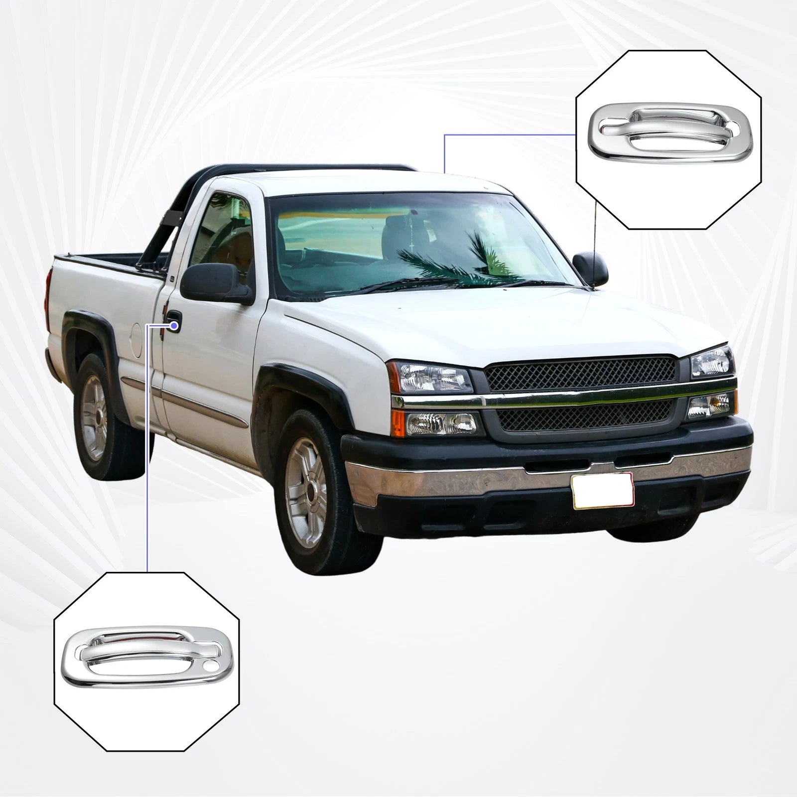 1 Pair Exterior Door Handle Cover for Chevrolet Tahoe (2000–2006) 1 Keyhole