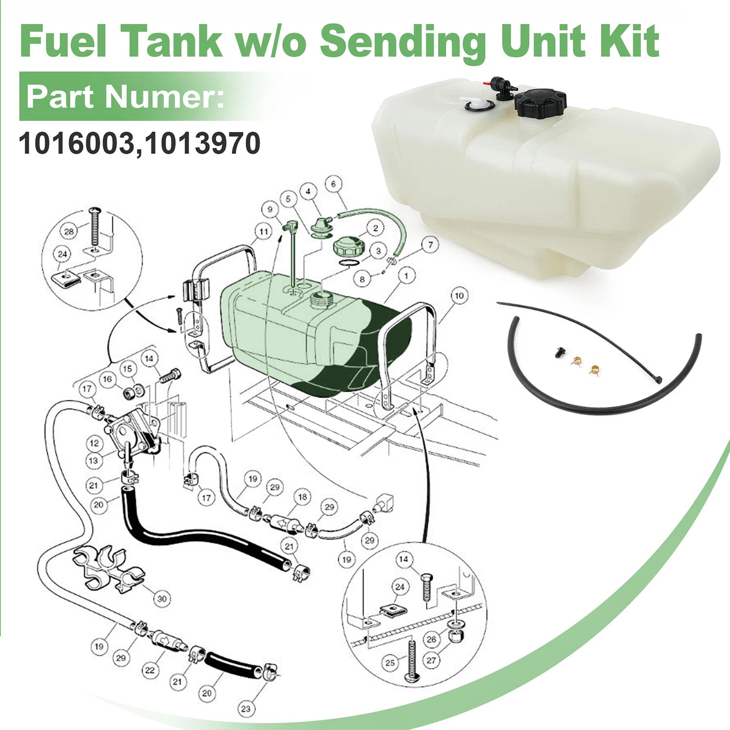 Fuel Tank for Club Car DS (1992–2015) - 1013970, 1016003