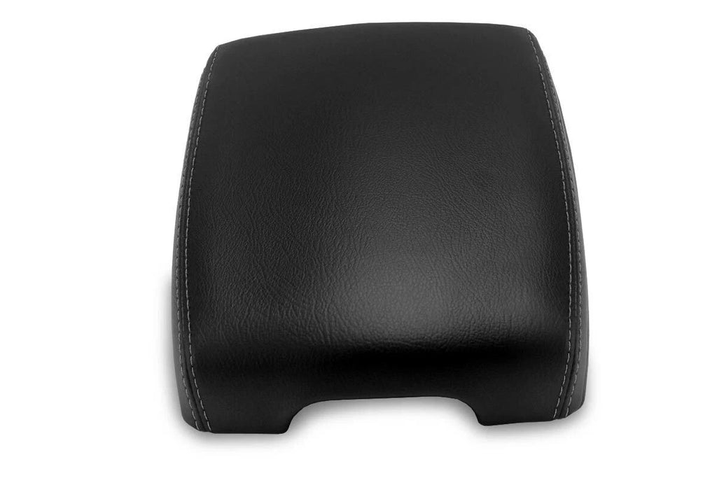 Leather Console Lid Armrest Cover for Infiniti FX35 (2009–2012) Black Gray Stitch