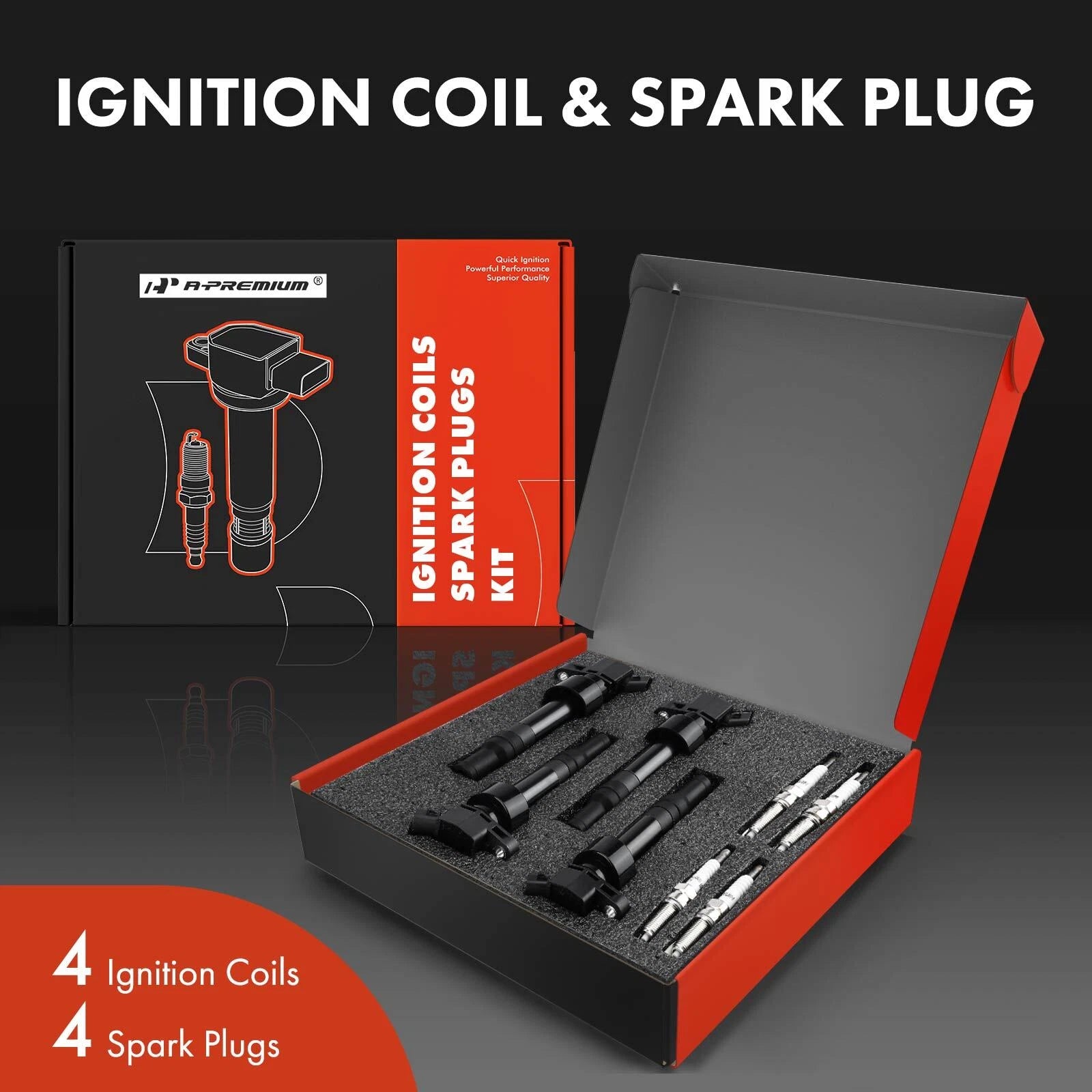 Set of 4 Ignition Coils & Iridium Spark Plugs for Kia Soul Hyundai Accent (2010–2019)