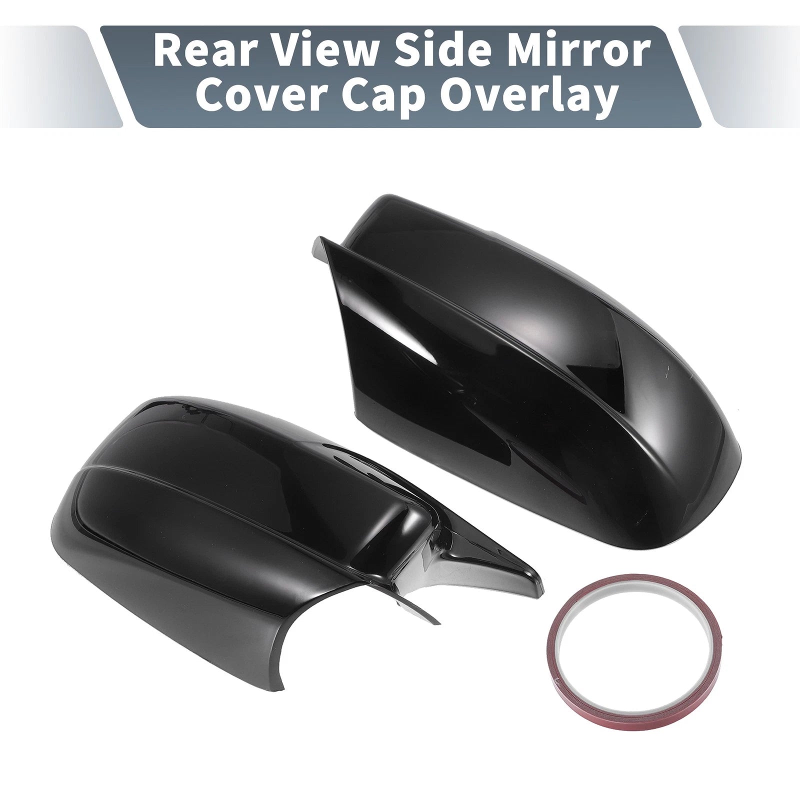 Pair Rearview Mirror Cover Overlay Gloss Black for Dodge Charger (2011–2021)