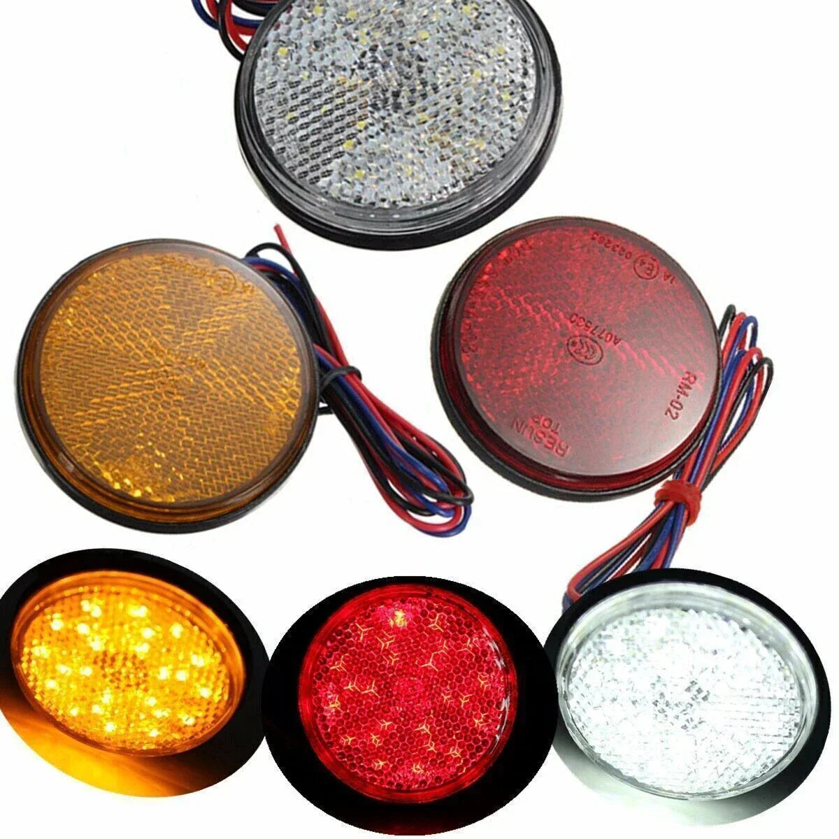 Round LED Reflector Tail Brake Stop Light for Motorcycle Truck Trailer Car