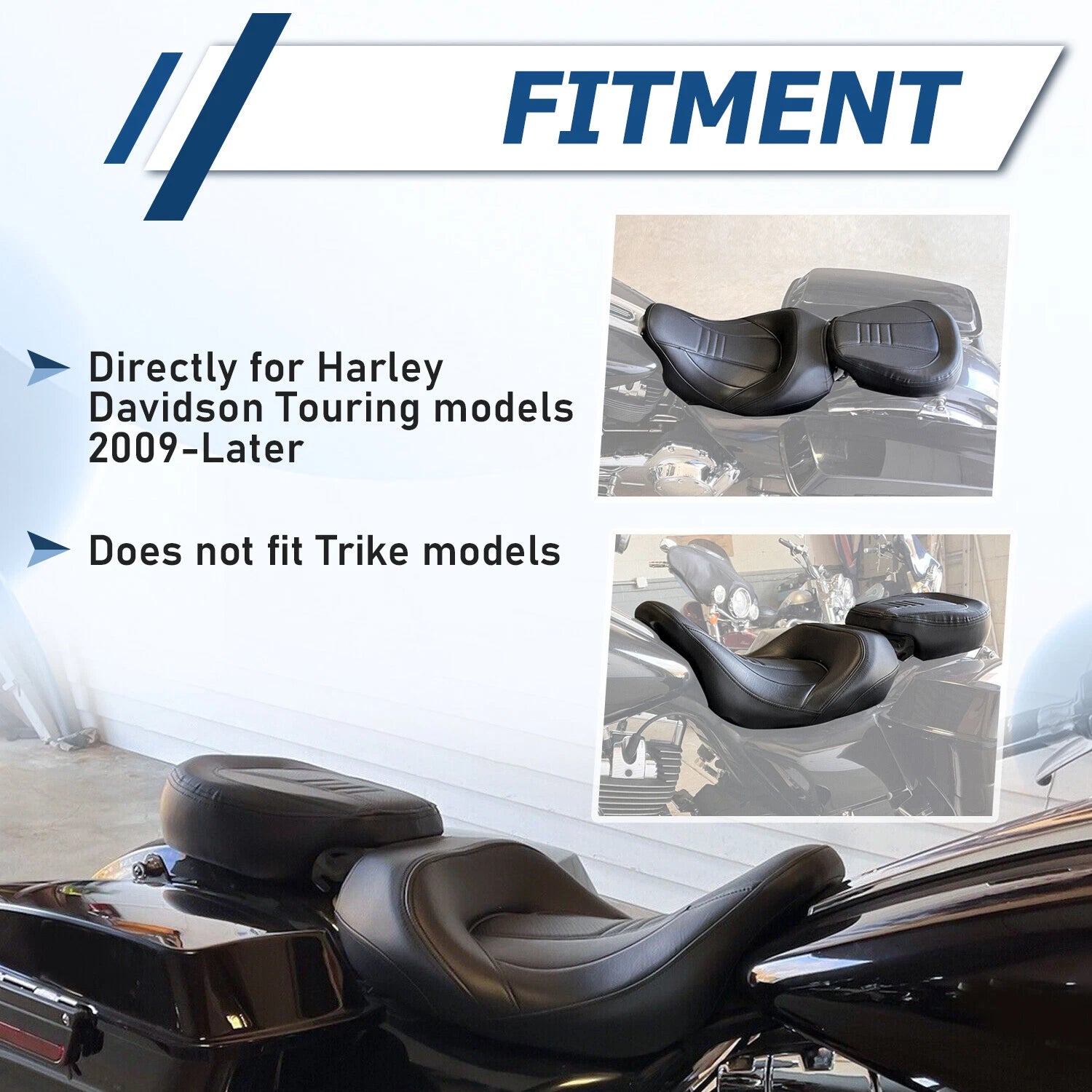 2-Up Low-Profile Seat for Harley Touring Road King (2009–2023)