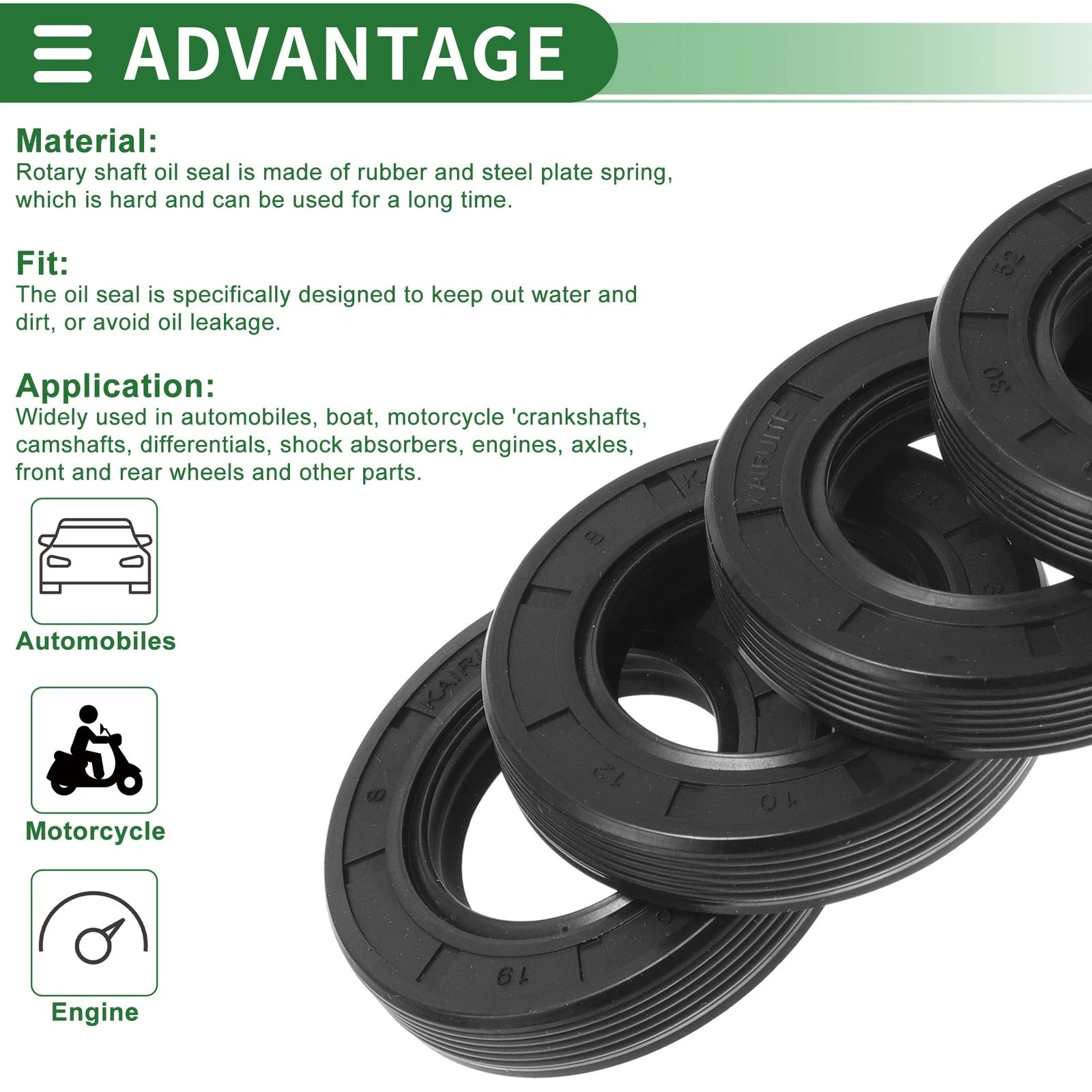 5 Pcs Oil Seal TG4 Lip Seal Ring for Rotary Shaft (30x52x10mm)