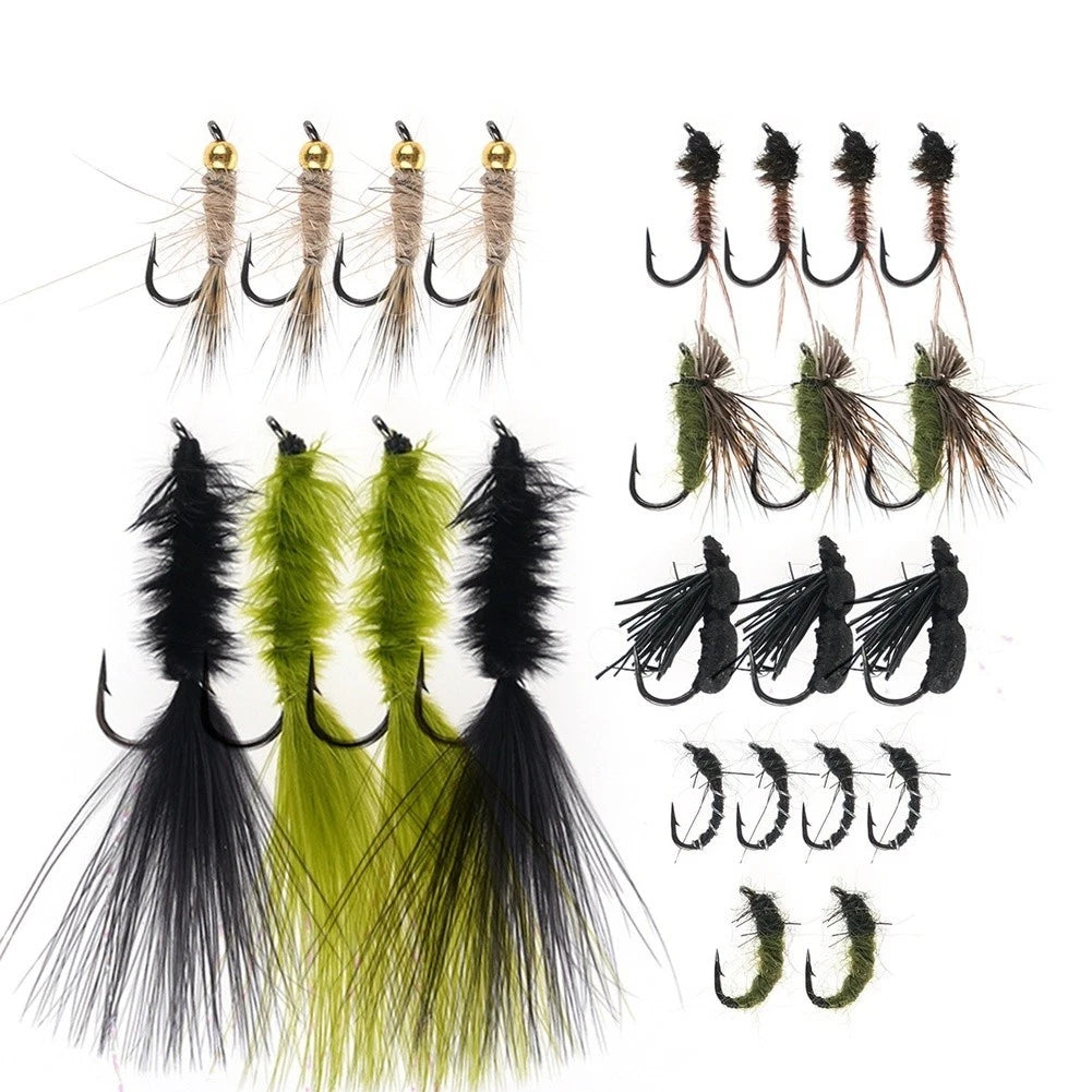24pcs Fly Fishing Lures for Trout (Dry Wet Streamer)