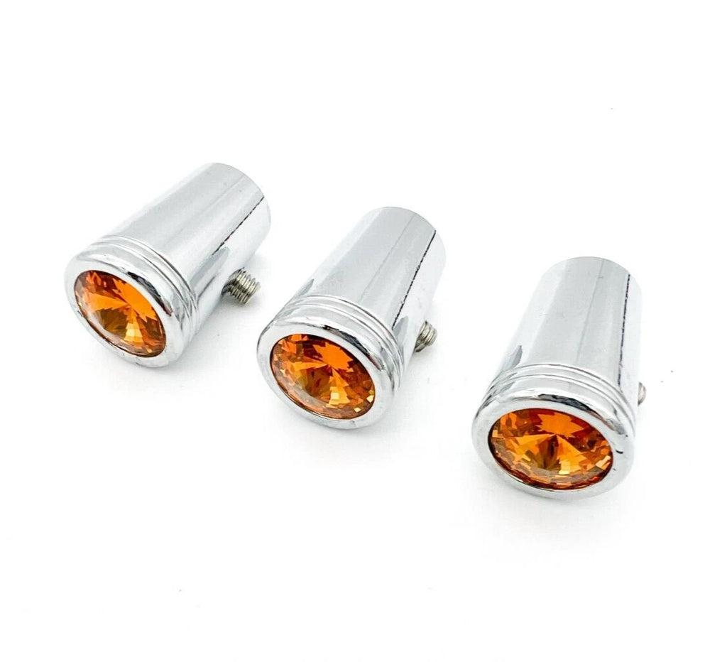 Chrome Metal Amber Crystal Mini Toggle Switch Extension Set for Kenworth (2-Piece)