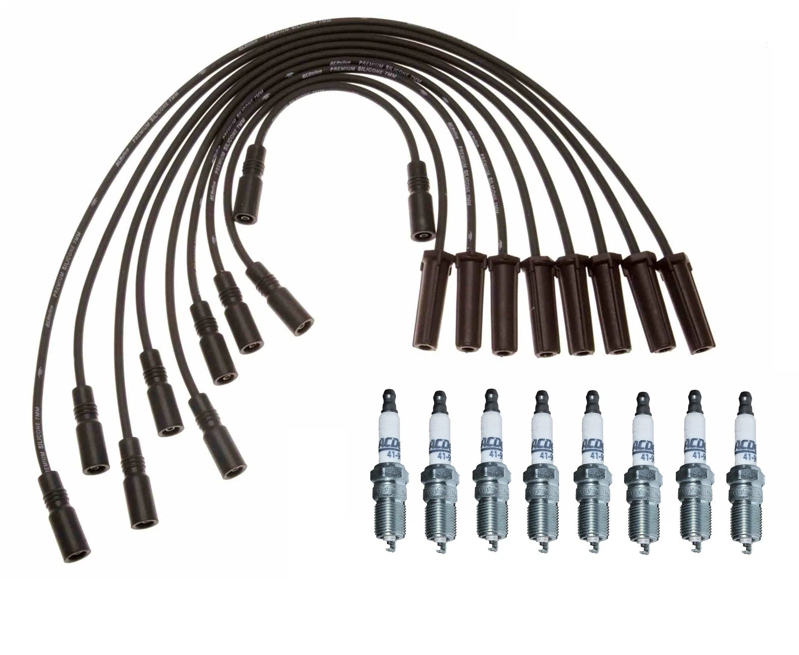 Ignition Wire Set & 8 ACDelco Platinum Spark Plugs for Chevy 7.4 (VIN J)