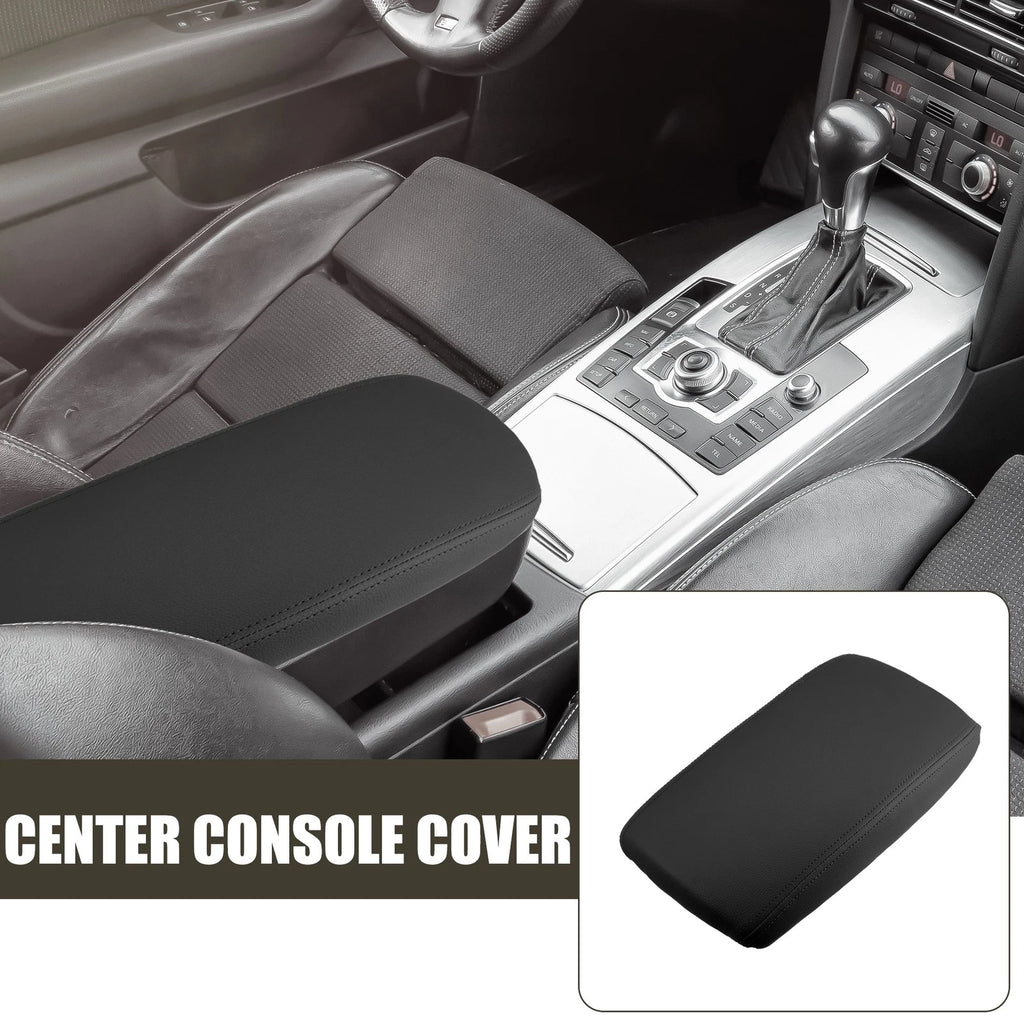 Center Console Armrest Cover for Audi A6L C6 (2005–2011) Faux Leather Black