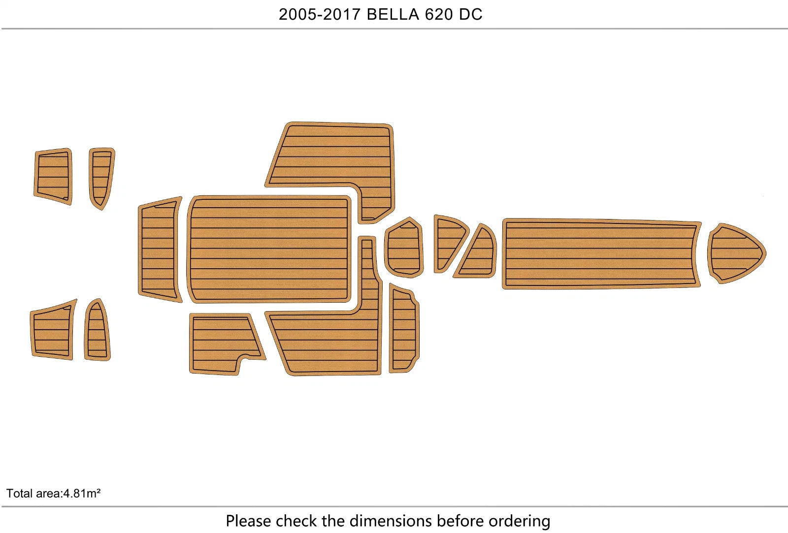 EVA Foam Faux Teak Deck Floor for Bella 620 DC (2005–2017)