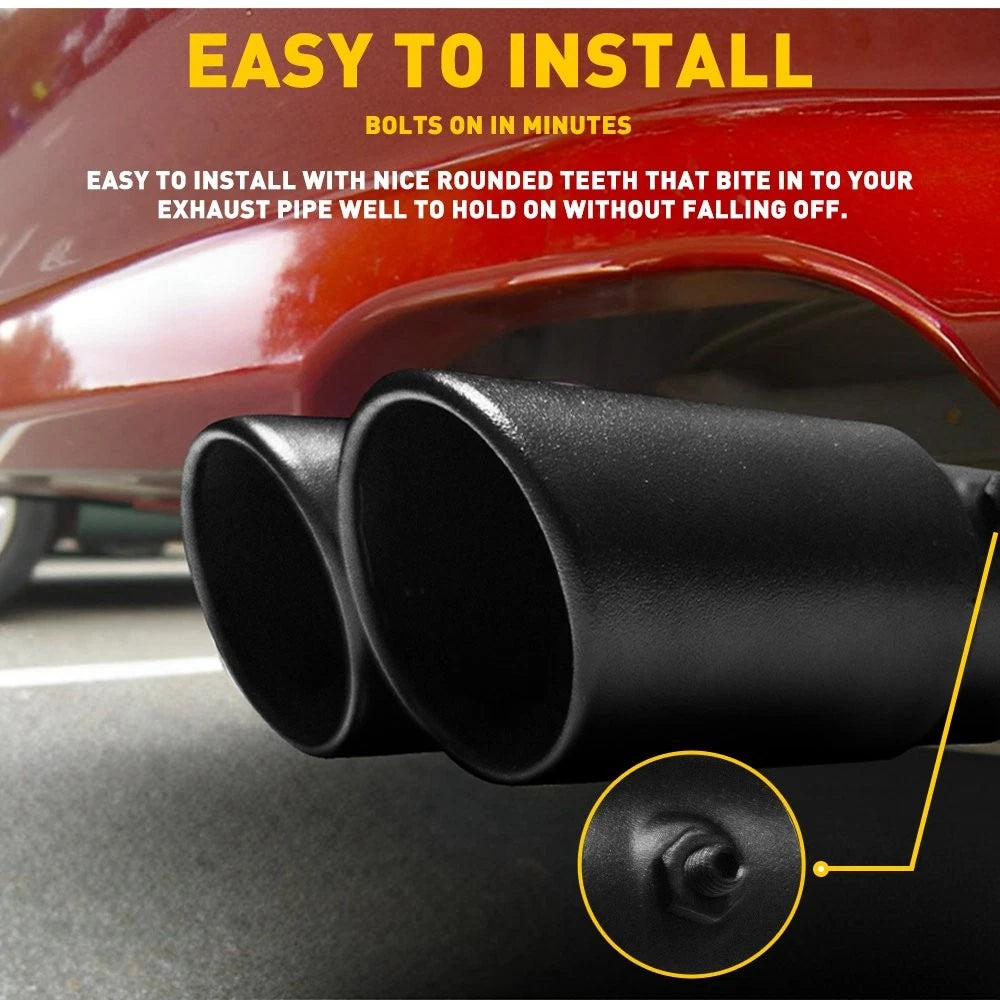 Dual Exhaust Pipe Muffler Tail Tip for Car (Replace Kit, Black)