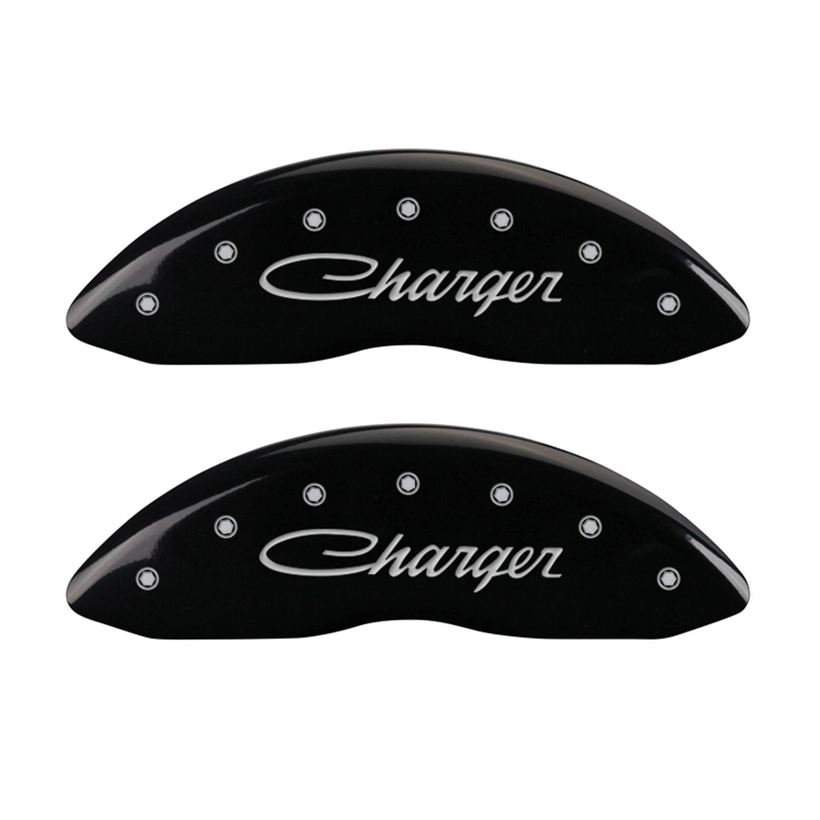 Caliper Covers Set of 4 Gloss Black Cursive for 2006-2018 Dodge Charger by MGP