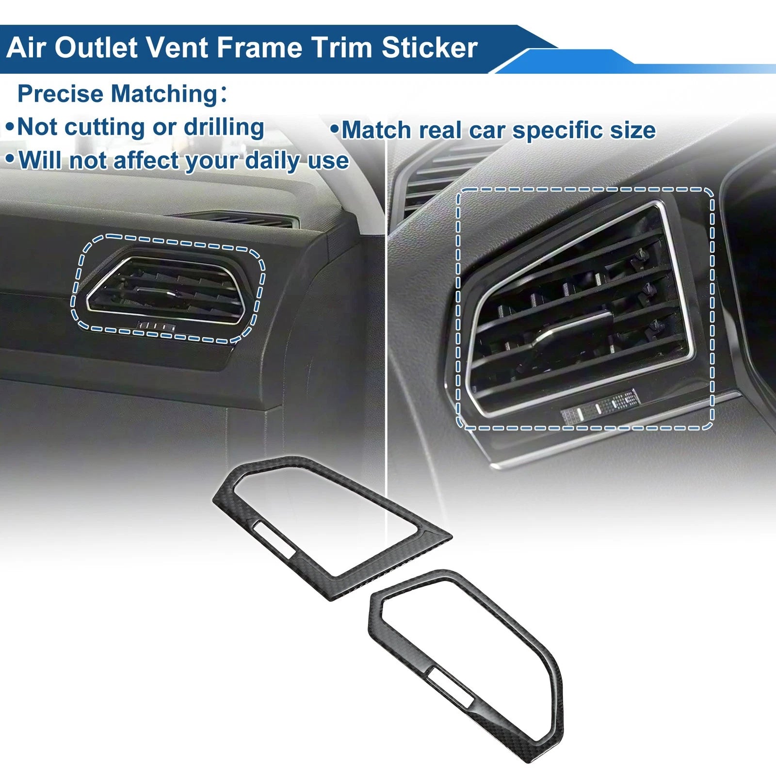 Set of 2 Air Condition Outlet Vent Trim Cover Frame for Volkswagen Tiguan 