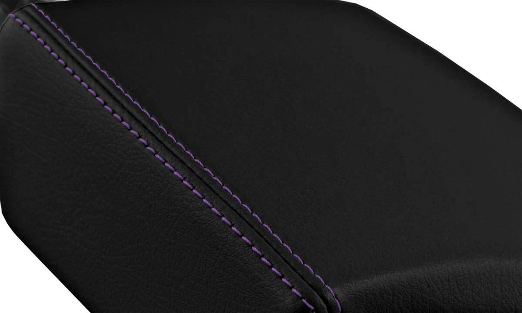 Leather Console Lid Armrest Cover for Buick Regal (2011–2017) Black Purple Stitch
